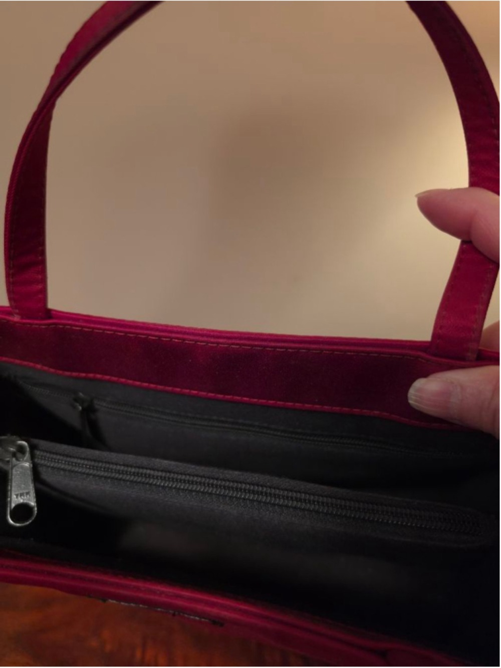 Kate Spade Sam Classic Nylon Top Handle Tote Deep Red Vintage 90s - Picture 7 of 9